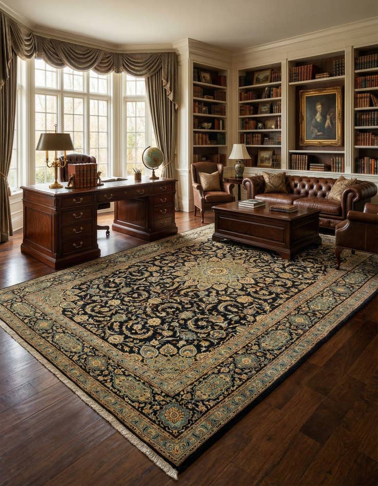 Detail image of 7' 10 x 11' 9 Kashan Wool Rug