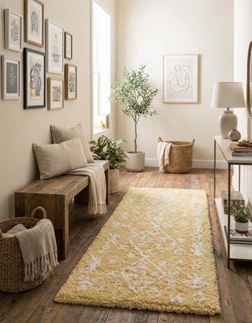 Yellow Moroccan Shag Runner Rug