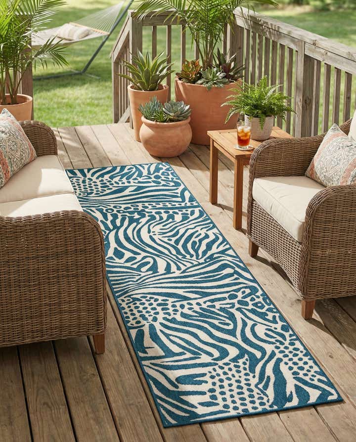 2' 7 x 10' Easy-Clean Safari Indoor / Outdoor Runner Rug