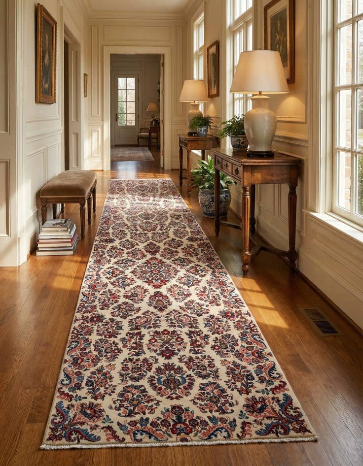 Detail image of 3' 6 x 10' 7  Hand Knotted Veramin Persian Wool Runner Rug