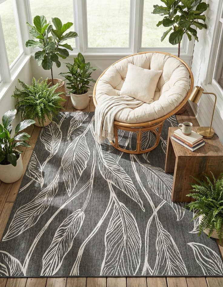 Detail image of  9' x 12'  Washable Botanical Indoor / Outdoor Rug