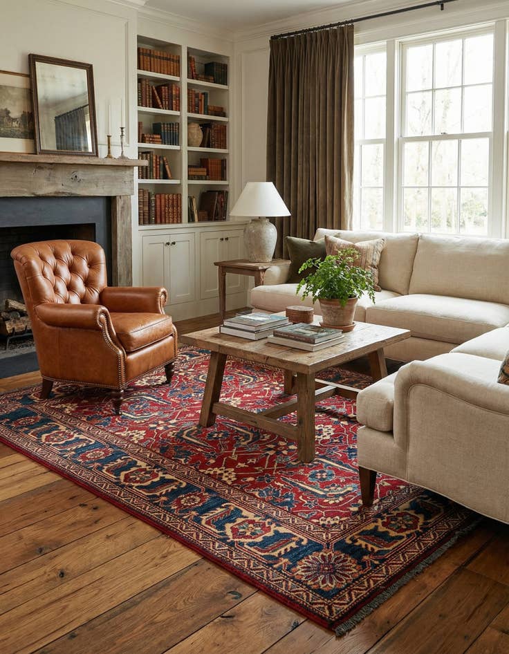 Detail image of 6' 2 x 6' 9  Hand Knotted Kazak Wool Square Rug