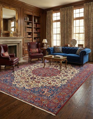 8' 7 x 11' 4 Hand Knotted Isfahan Persian Wool Rug