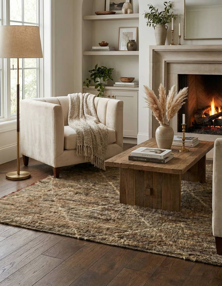 Detail image of 4' 6 x 5'  Hand Knotted Darya Wool Square Rug