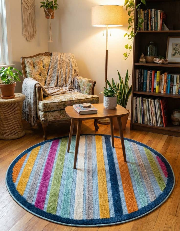 Detail image of 3' 3 x 3' 3  Washable Aruba Indoor / Outdoor Round Rug