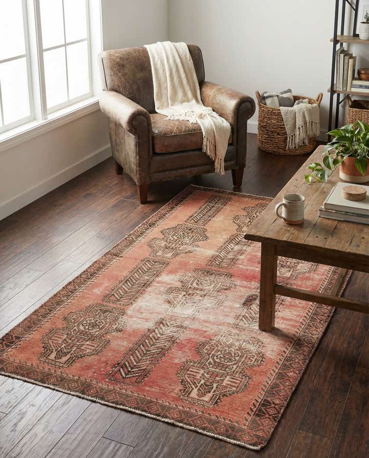 3' 5 x 6' 2 Hand Knotted Ultra Vintage Persian Wool Rug