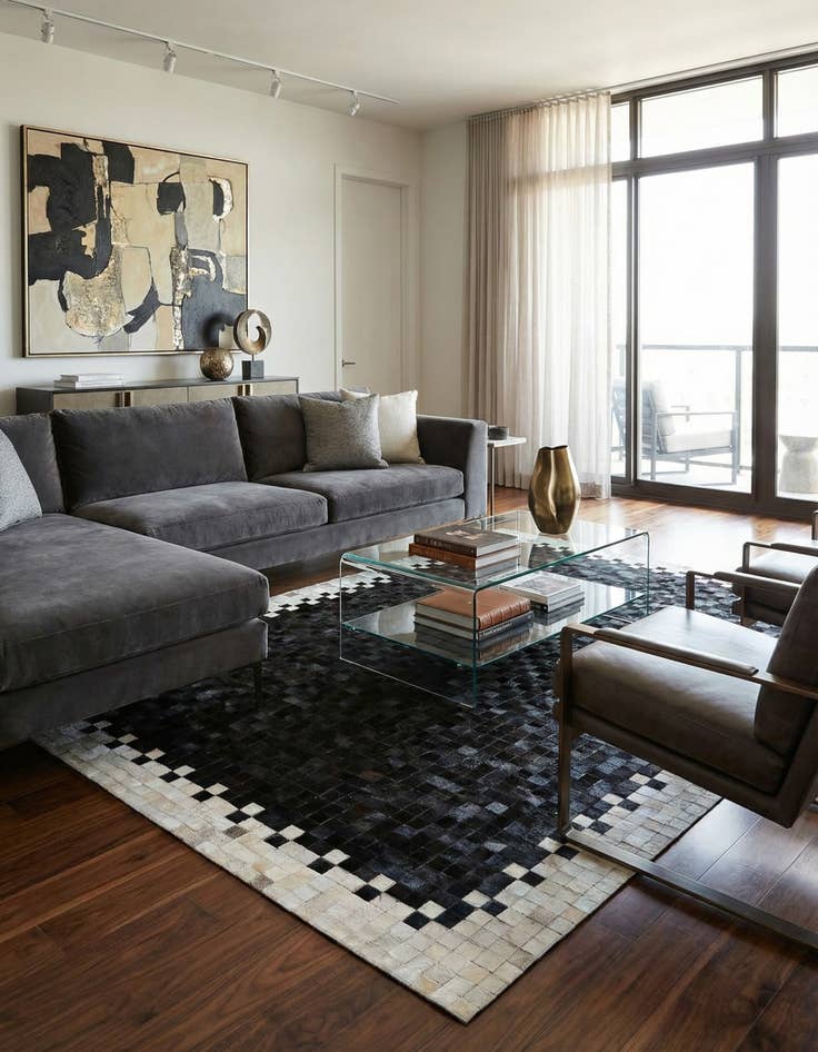 Detail image of 4' 11 x 7' 10 Cowhide Stocks Rug