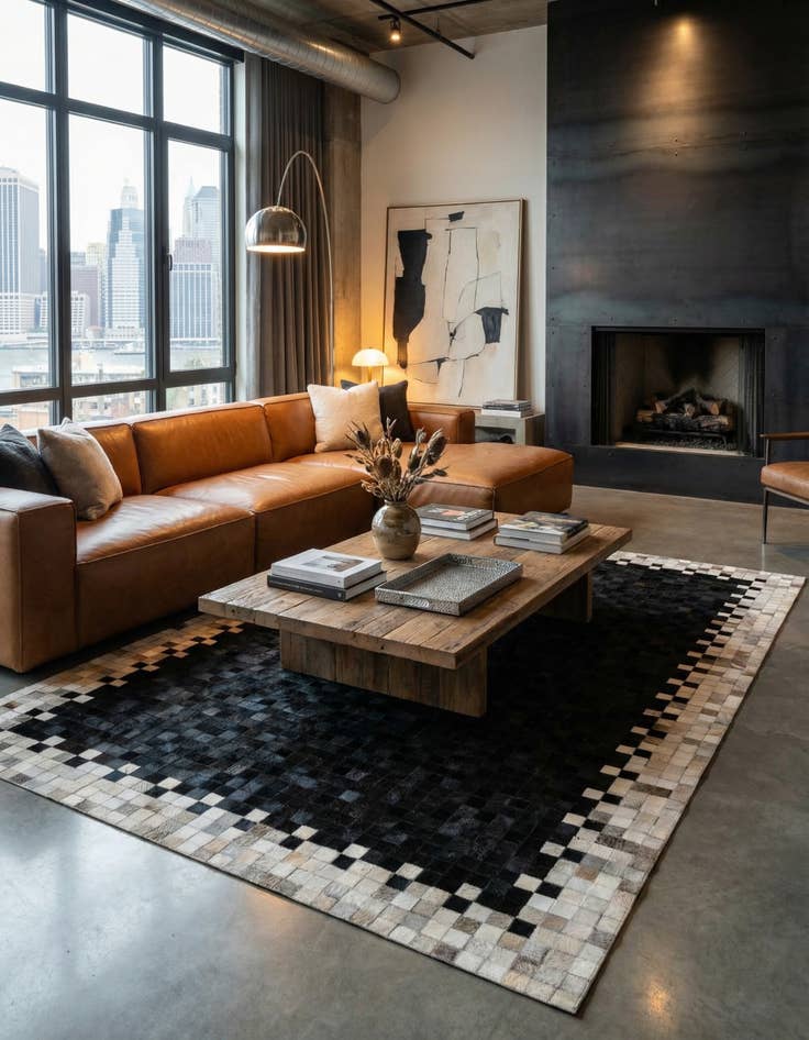 Detail image of  5' 2 x 7' 11 Cowhide - Patchwork Rug