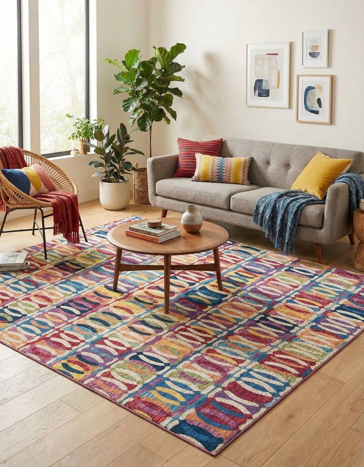 Detail image of  7' 10 x 10'  Washable Modern Indoor / Outdoor Rug