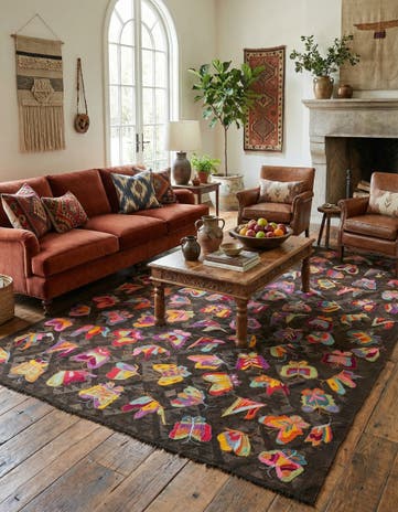 6' 6 x 9' 5 Hand Woven Kilim Suzani Wool Rug
