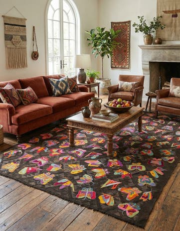6' 6 x 9' 5 Hand Woven Kilim Suzani Wool Rug