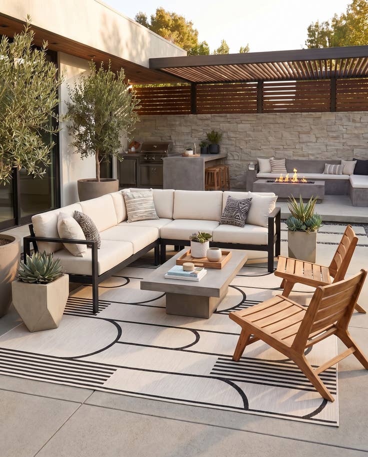 Detail image of 10' x 10' Easy-Clean Modern Indoor / Outdoor Square Rug