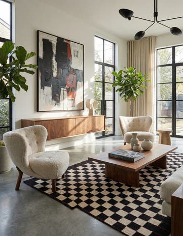 4' 7 x 5' 8 Hand Woven Kilim Modern Wool Rug