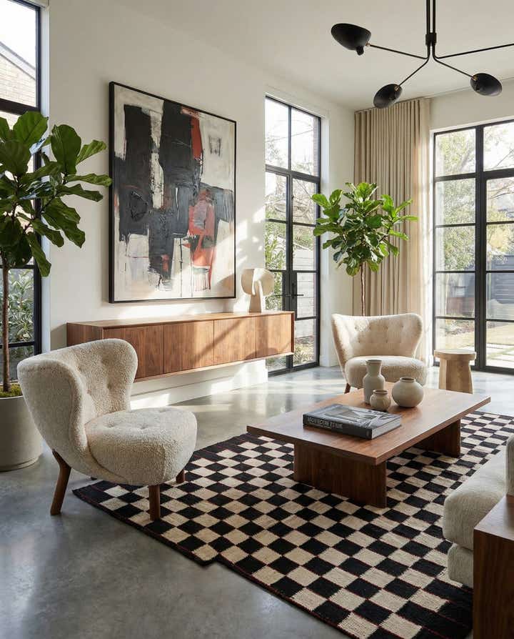 4' 7 x 5' 8 Hand Woven Kilim Modern Wool Rug