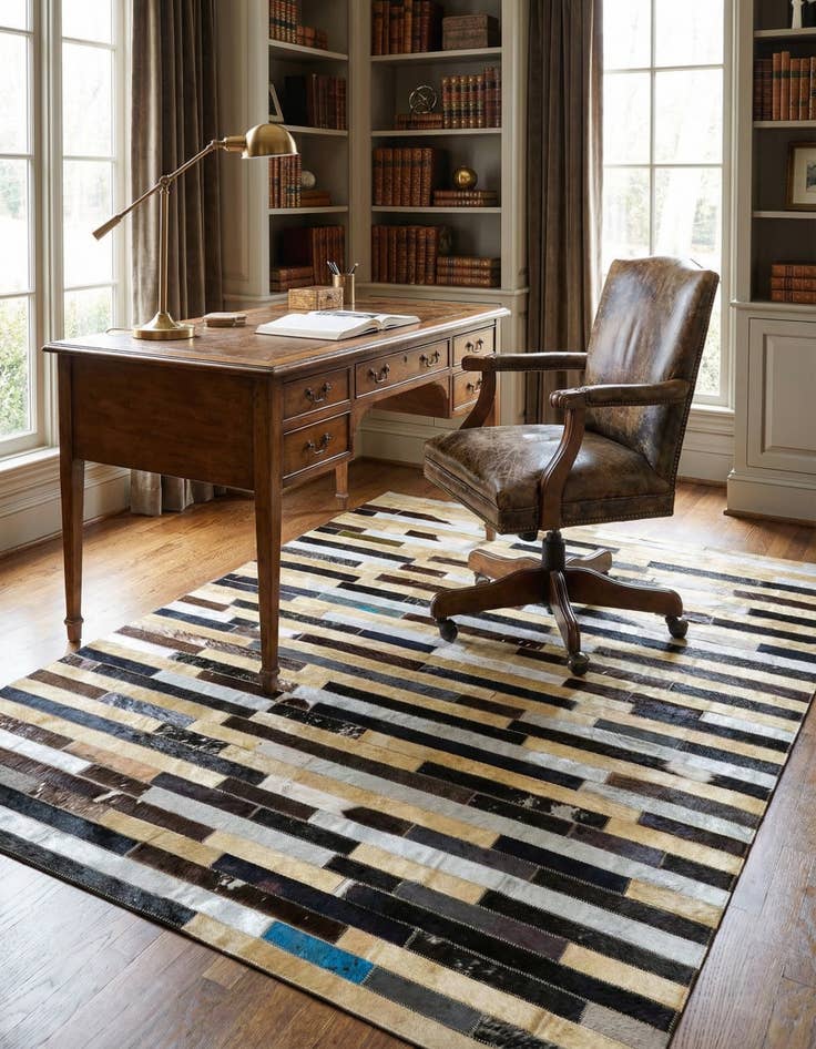 Detail image of  4' 1 x 5' 5 Cowhide - Patchwork Rug