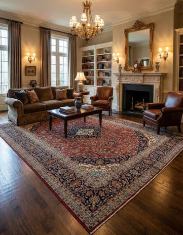 9' 10 x 12' 8 Hand Knotted Kashan Persian Wool Rug