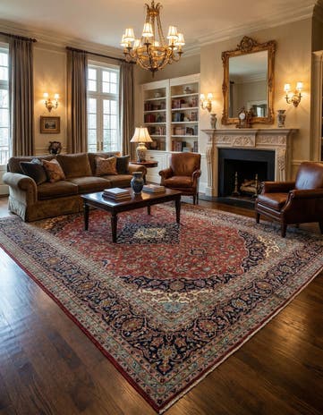 9' 10 x 12' 8 Hand Knotted Kashan Persian Wool Rug
