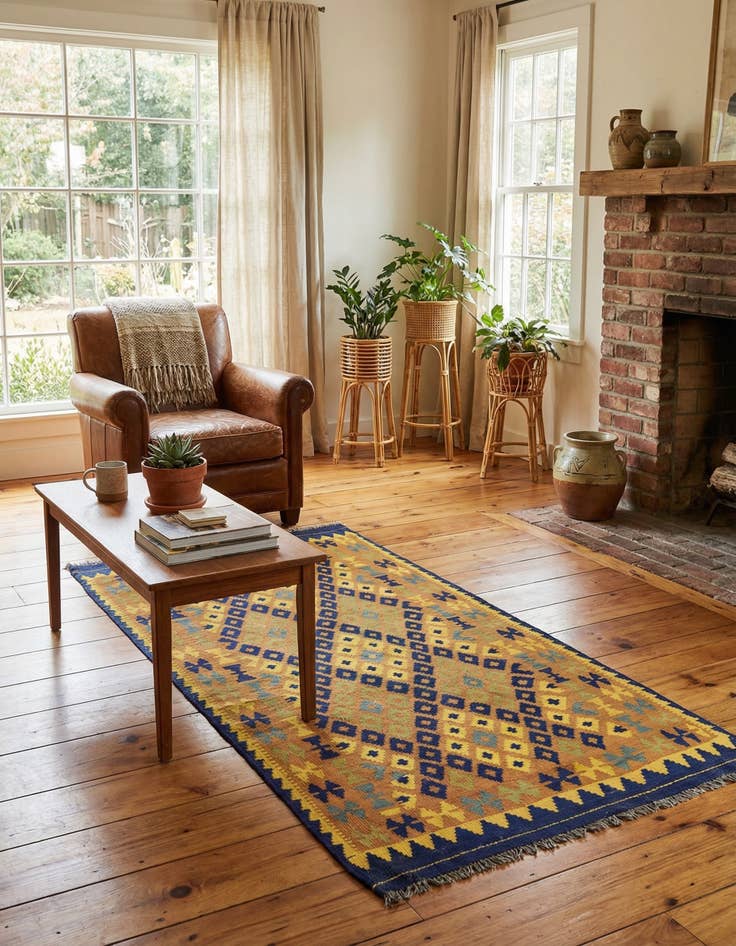 Detail image of 3' 3 x 6' 5  Hand Woven Kilim Maymana Wool Rug