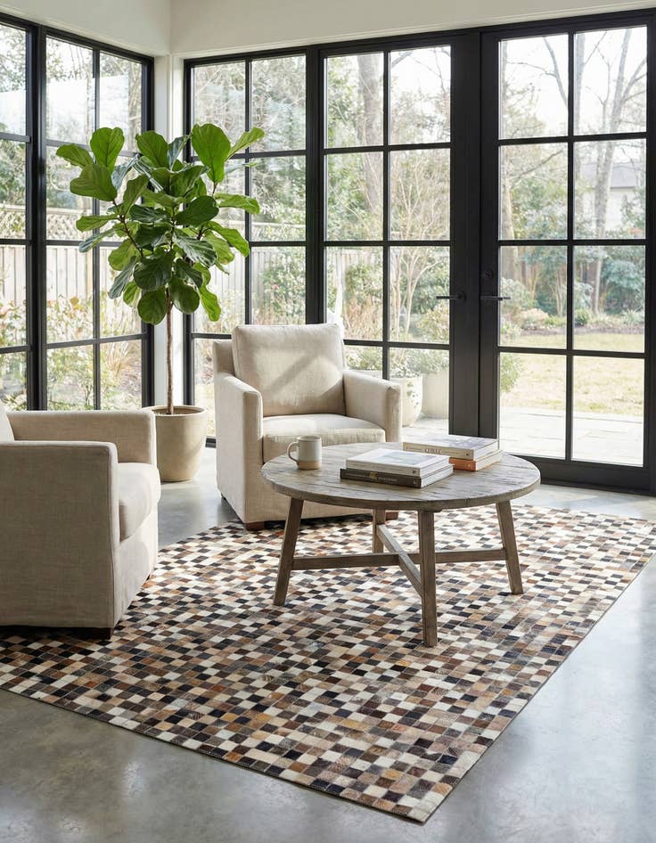 Detail image of 5' 1 x 8' Cowhide Leather Rug