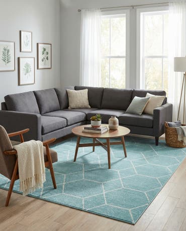  9' x 12' Lattice Frieze Rug