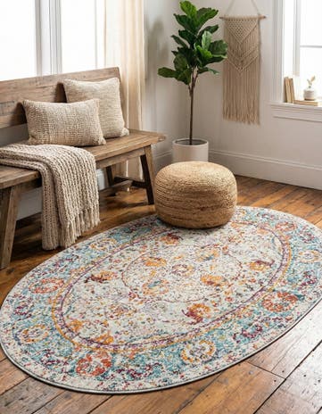 Light Blue Santiago Oval Rug