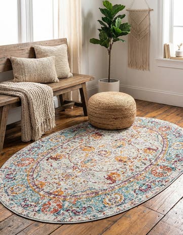 Light Blue Santiago Oval Rug