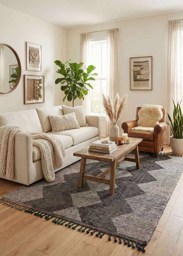 5' 5 x 8' Hand Knotted Moroccan Wool Rug