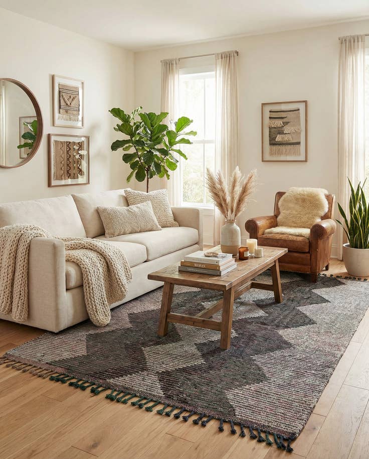 Detail image of 5' 5 x 8' Hand Knotted Moroccan Wool Rug