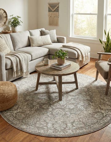 Jill Zarin Gray Uptown Central Park Round Rug