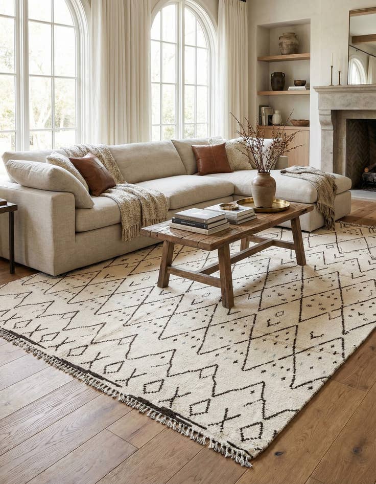 Detail image of 10' 2 x 14' 3  Hand Knotted Moroccan Wool Rug