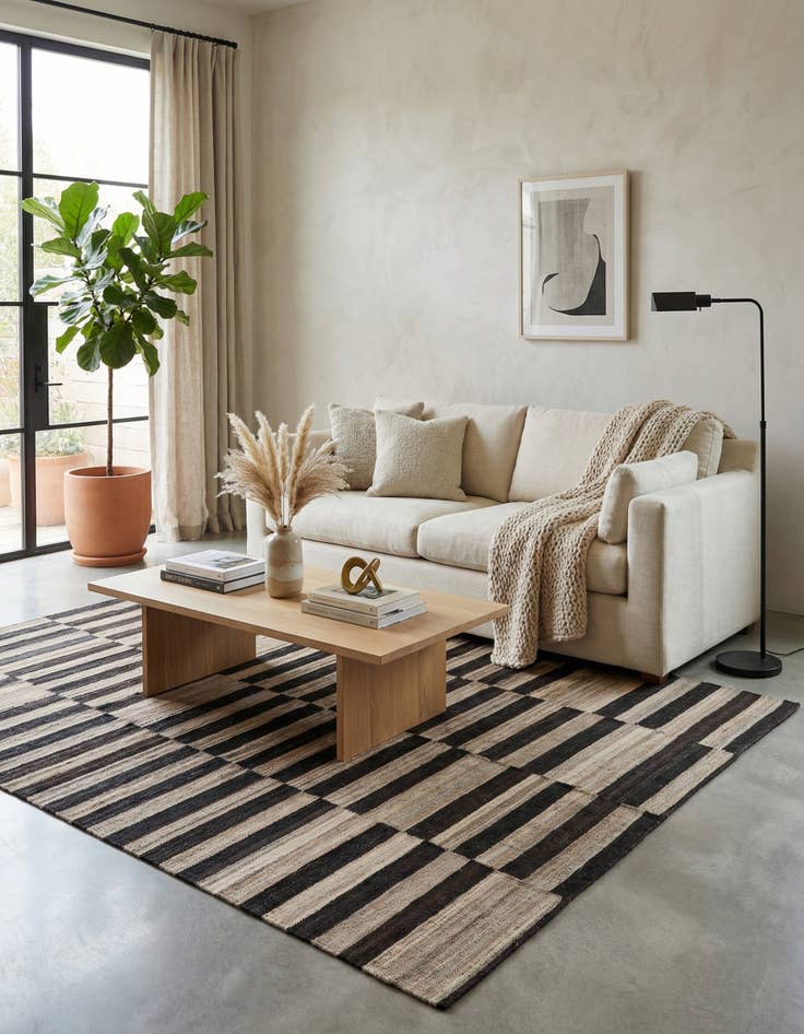 Detail image of 4' 3 x 5' 10  Hand Woven Kilim Modern Wool Rug