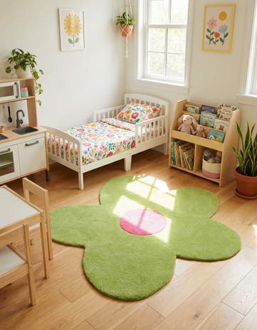 4' 1 x 4' 1 Happy Rugs Funky Flower Wool Round