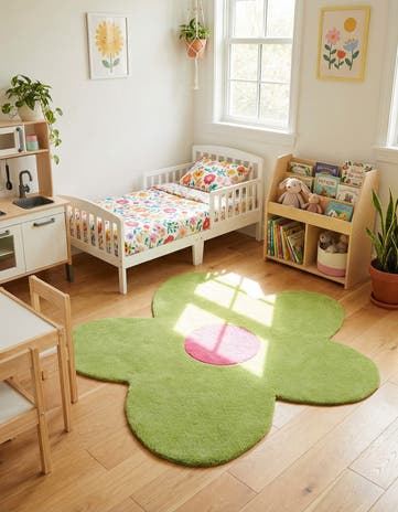 4' 1 x 4' 1 Happy Rugs Funky Flower Wool Round