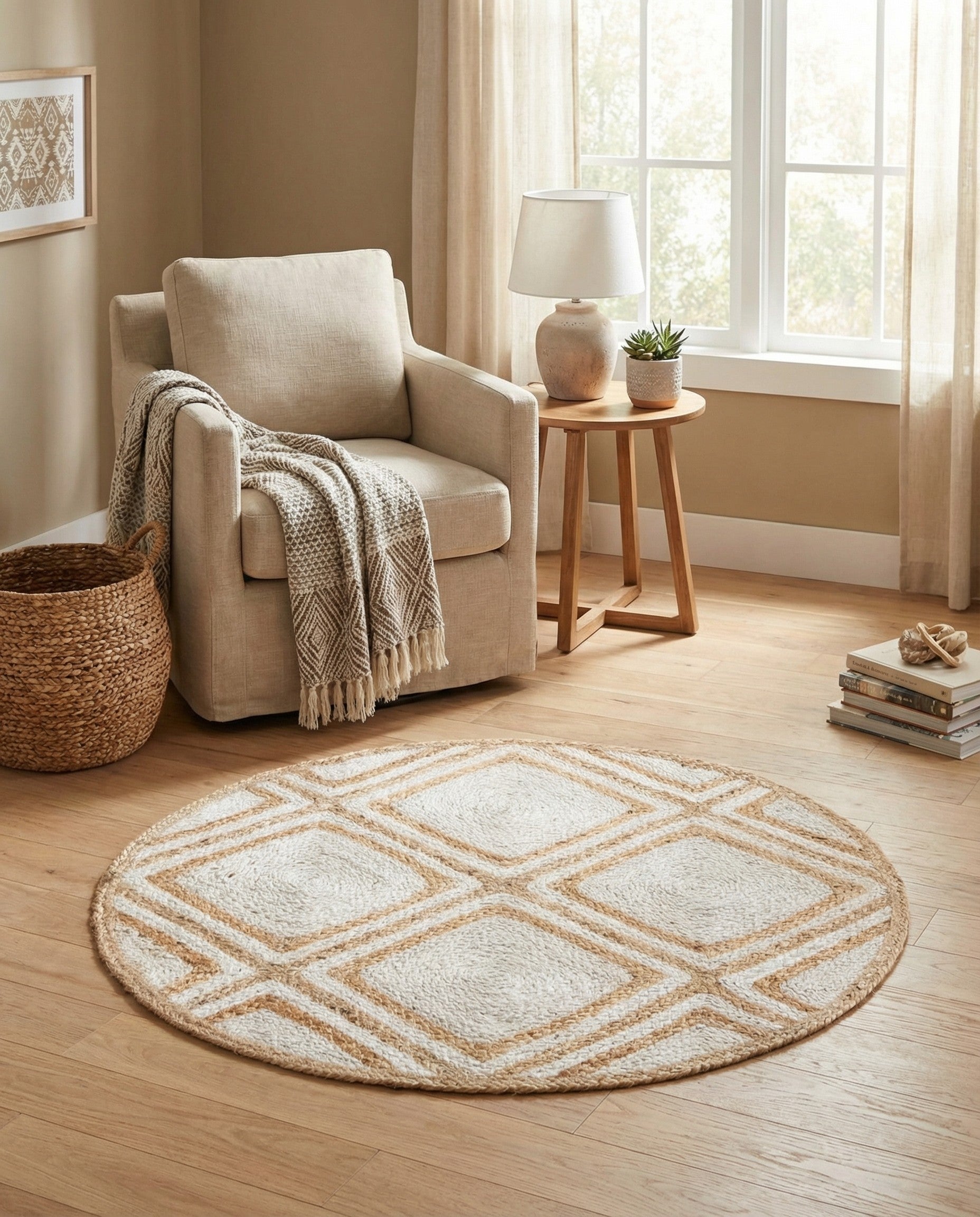  3' x 3'  Hand Braided Jute Round Rug