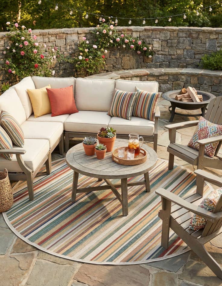 Detail image of  10' x 10'  Washable Baja Indoor / Outdoor Round Rug