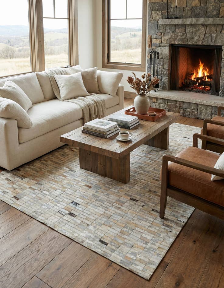 Detail image of  4' 11 x 8' 1 Cowhide - Patchwork Rug