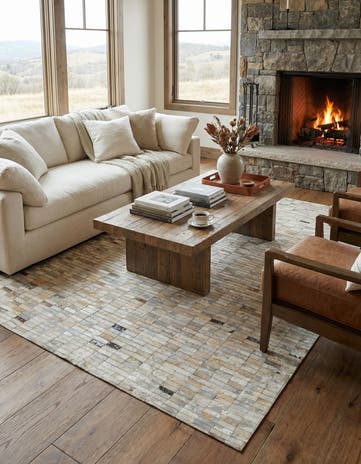 4' 11 x 8' 1 Cowhide - Patchwork Rug