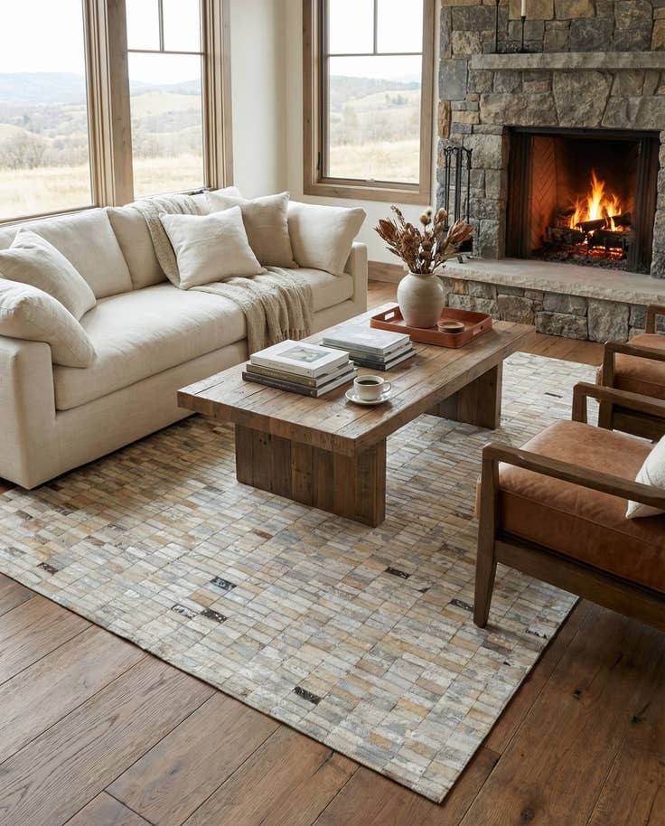 Detail image of 4' 11 x 8' 1 Cowhide - Patchwork Rug