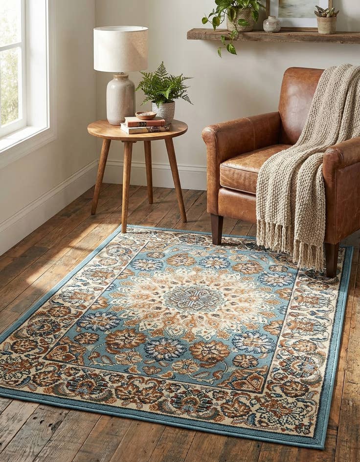 Detail image of 2' x 3' 1  Washable Traditional Indoor / Outdoor Rug
