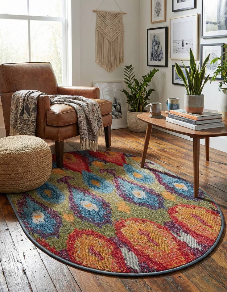 Detail image of 2' 2 x 3'  Washable Modern Indoor / Outdoor Oval Rug