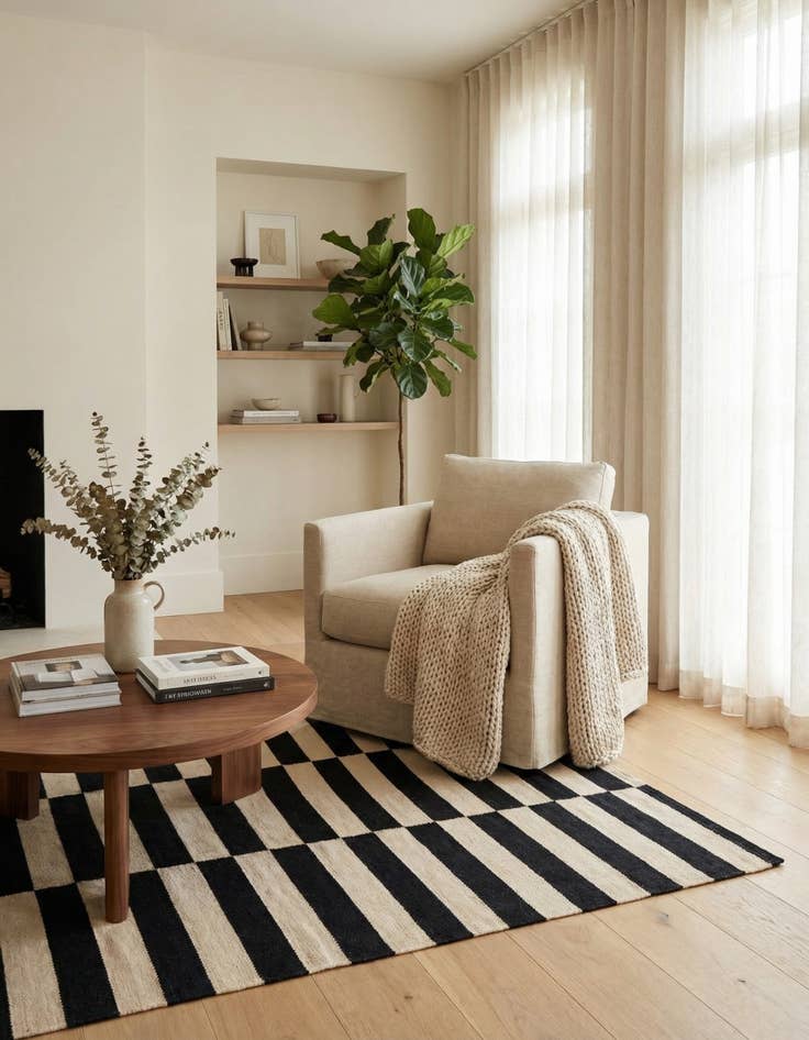 Detail image of 3' 3 x 4' 9  Hand Woven Kilim Modern Wool Rug