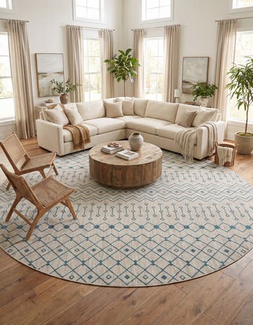 13' x 13' Easy-Clean Lattice Indoor / Outdoor Round Rug