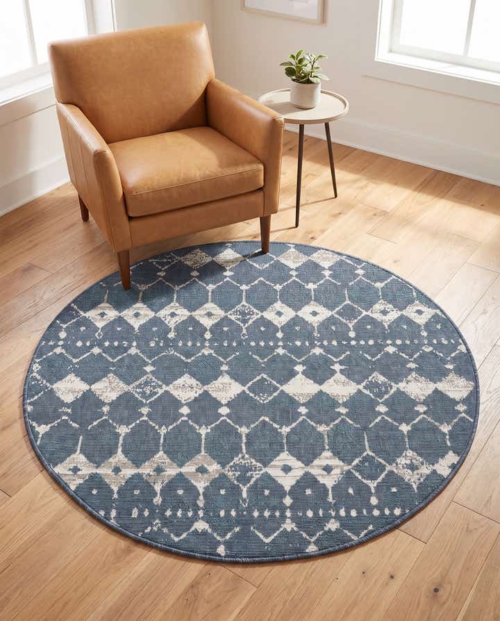 4' x 4' Easy-Clean Trellis Indoor / Outdoor Round Rug