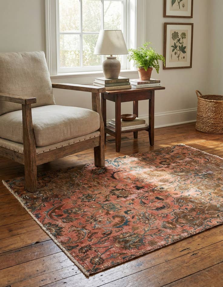 Detail image of 3' 8 x 4' 8  Hand Knotted Ultra Vintage Persian Wool Rug