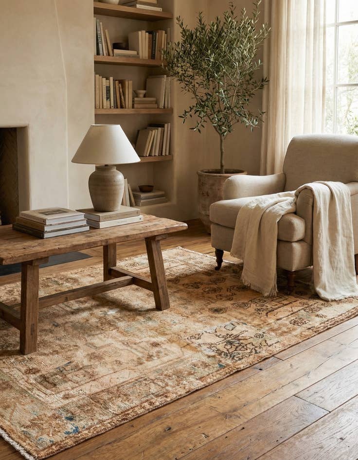 Detail image of 3' 9 x 4' 10  Hand Knotted Ultra Vintage Persian Wool Rug