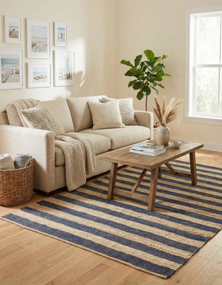 Detail image of 6' 1 x 9'  Hand Braided Jute Rug