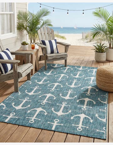 5' 3 x 8' Easy-Clean Coastal Indoor / Outdoor Rug