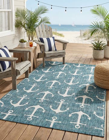 5' 3 x 8' Easy-Clean Coastal Indoor / Outdoor Rug