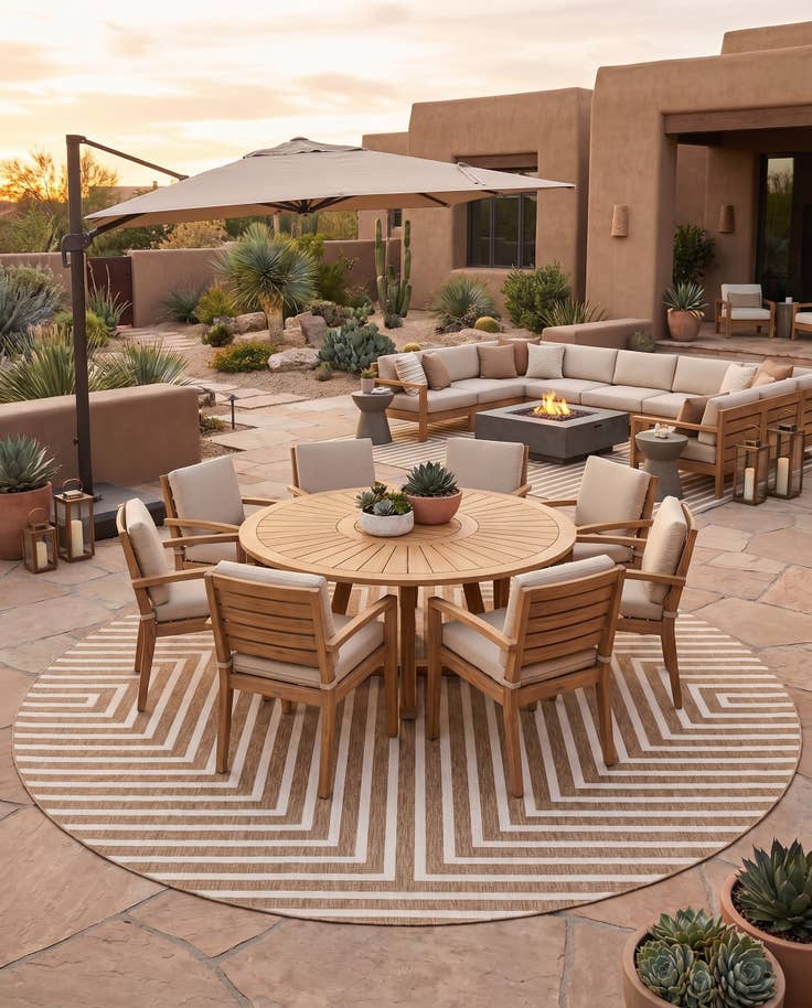 Detail image of 12' x 12' Easy-Clean Modern Indoor / Outdoor Round Rug