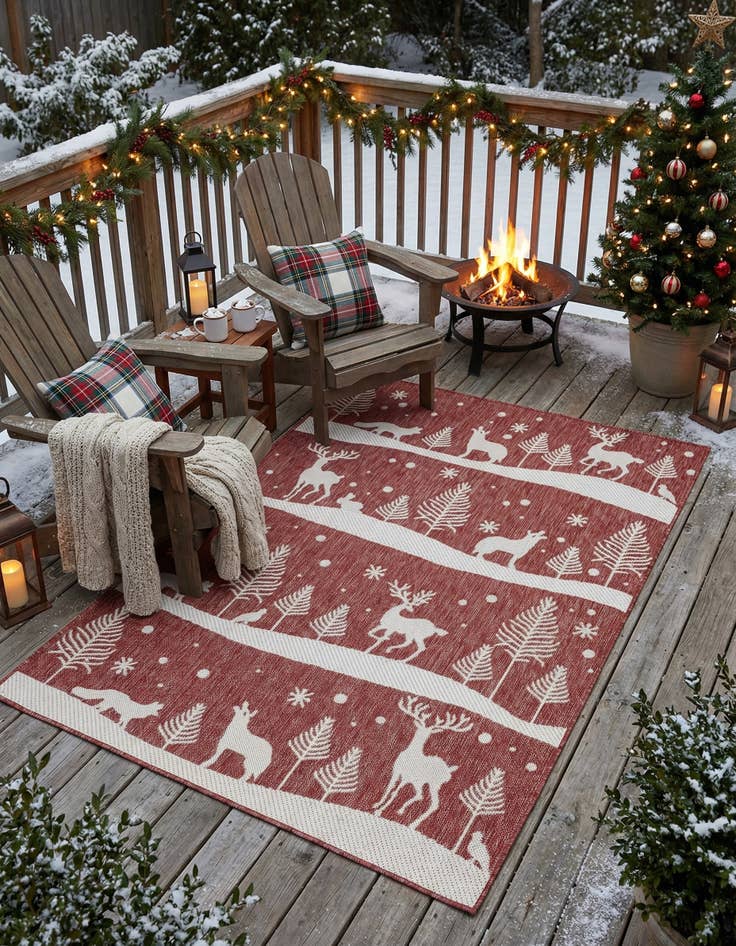 Detail image of 4' x 6'  Washable Holiday Indoor / Outdoor Rug